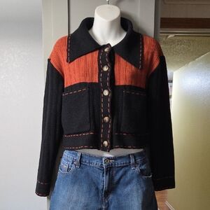 Cider Black and Orange Knit Cardigan